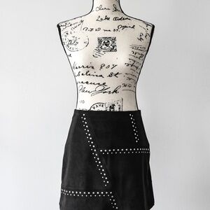 Black Studded Faux Suede Skirt- Express